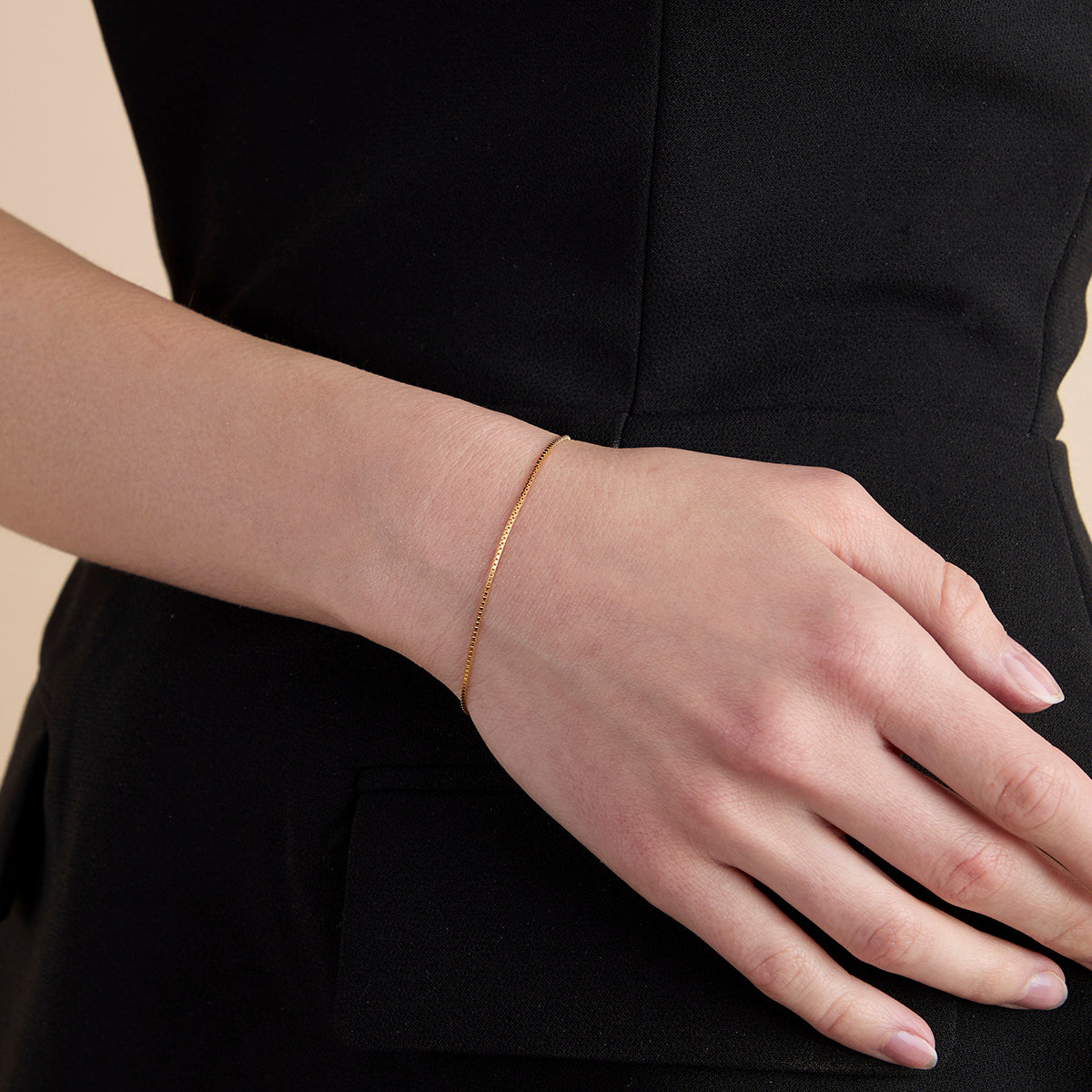 Essential Box Chain Bracelet in Gold-Astrid & Miyu