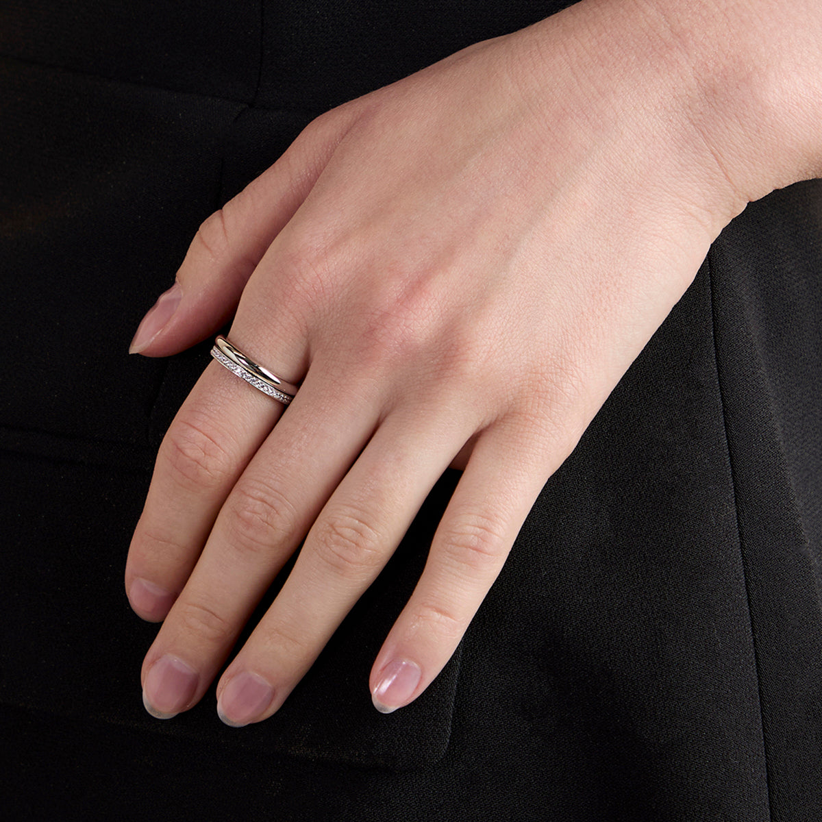 Crystal Stacking Ring in Silver-Astrid & Miyu
