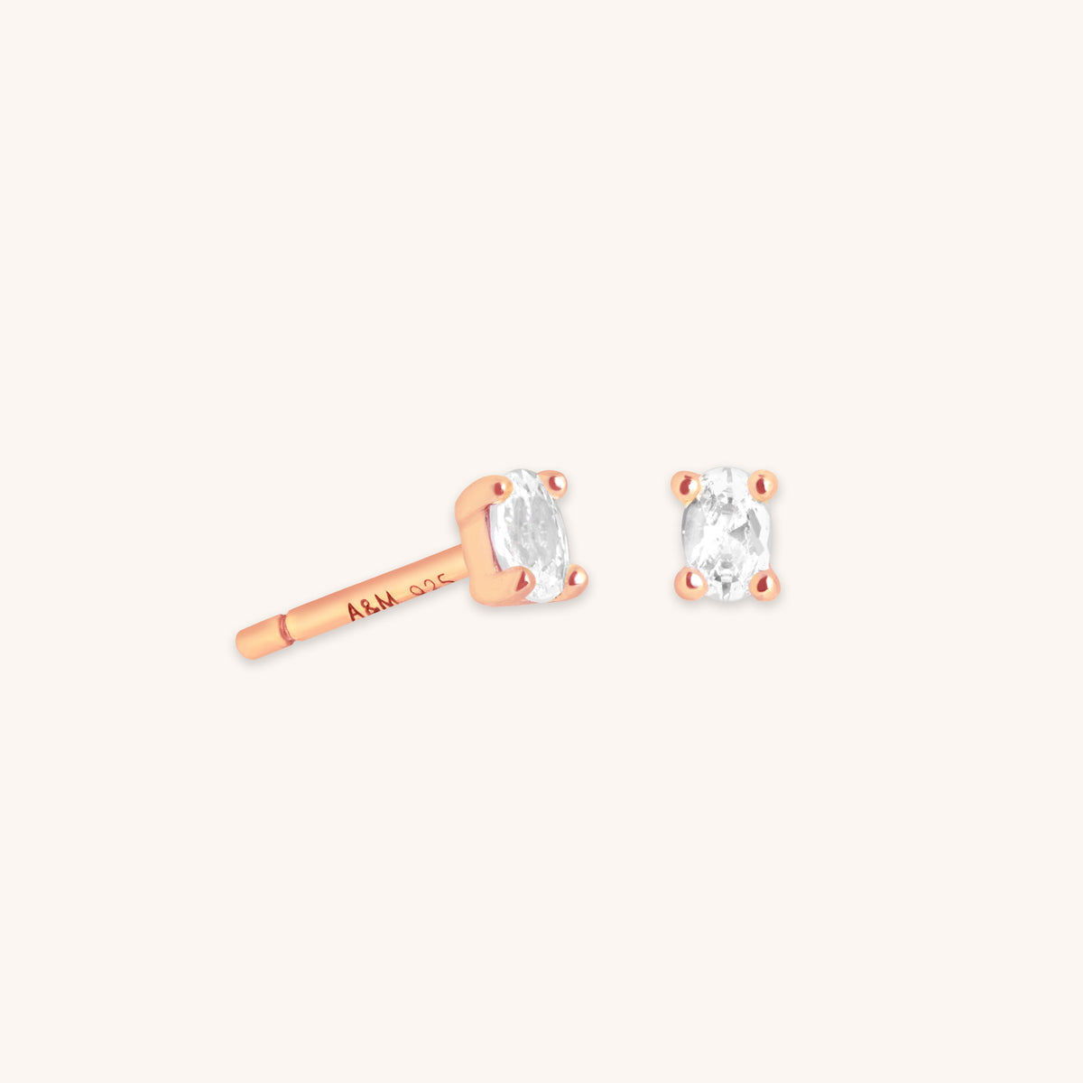 18k Rose Gold Plated Jewellery - Oval Crystal Stud Earrings in Rose Gold - Stud Earrings - Astrid & Miyu