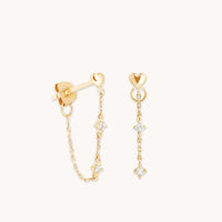 Earrings - Heart Topaz Chain Studs in Solid Gold - Stud Earrings - Astrid & Miyu