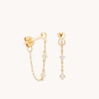 Earrings - Heart Topaz Chain Studs in Solid Gold - Stud Earrings - Astrid & Miyu