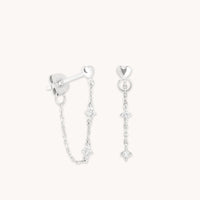 Earrings - Heart Topaz Chain Studs in Solid White Gold - Stud Earrings - Astrid & Miyu