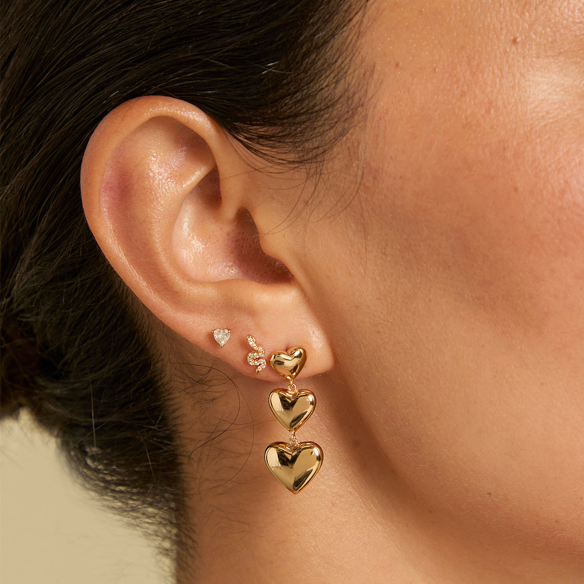 18k Gold Plated Jewellery - Snake Crystal Studs in Gold - Stud Earrings - Astrid & Miyu