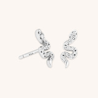 Earrings - Snake Crystal Studs in Silver - Stud Earrings - Astrid & Miyu
