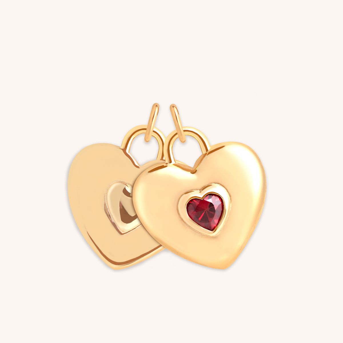 18k Gold Plated Jewellery - Duo Heart Talisman Charm in Gold - Talisman Charm - Astrid & Miyu