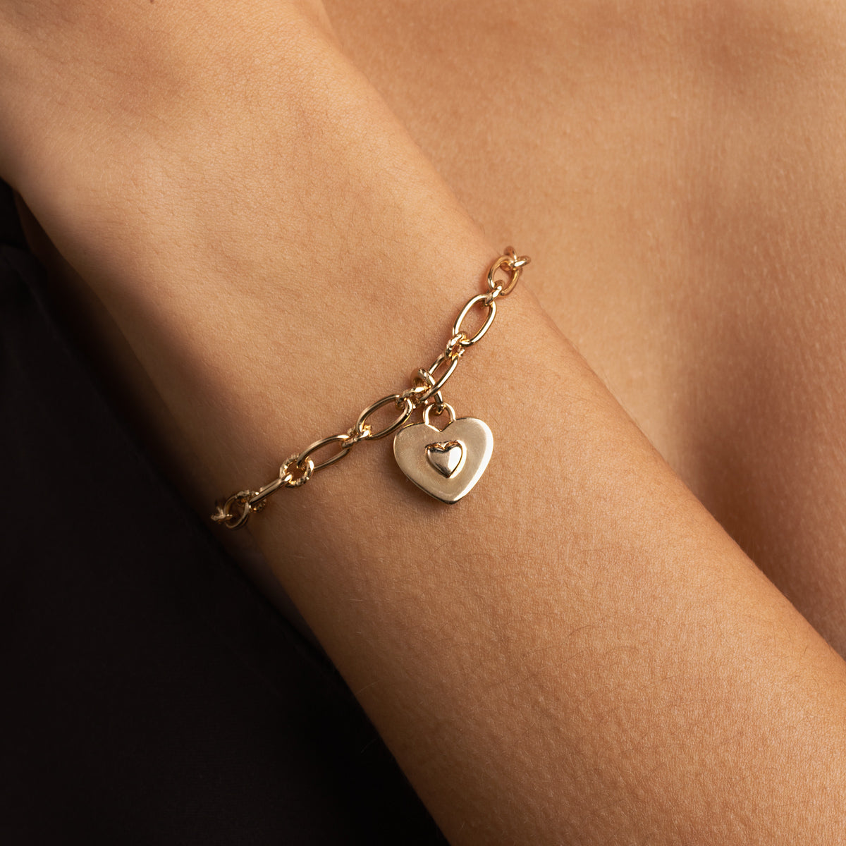 18k Gold Plated Jewellery - Duo Heart Talisman Charm in Gold - Talisman Charm - Astrid & Miyu