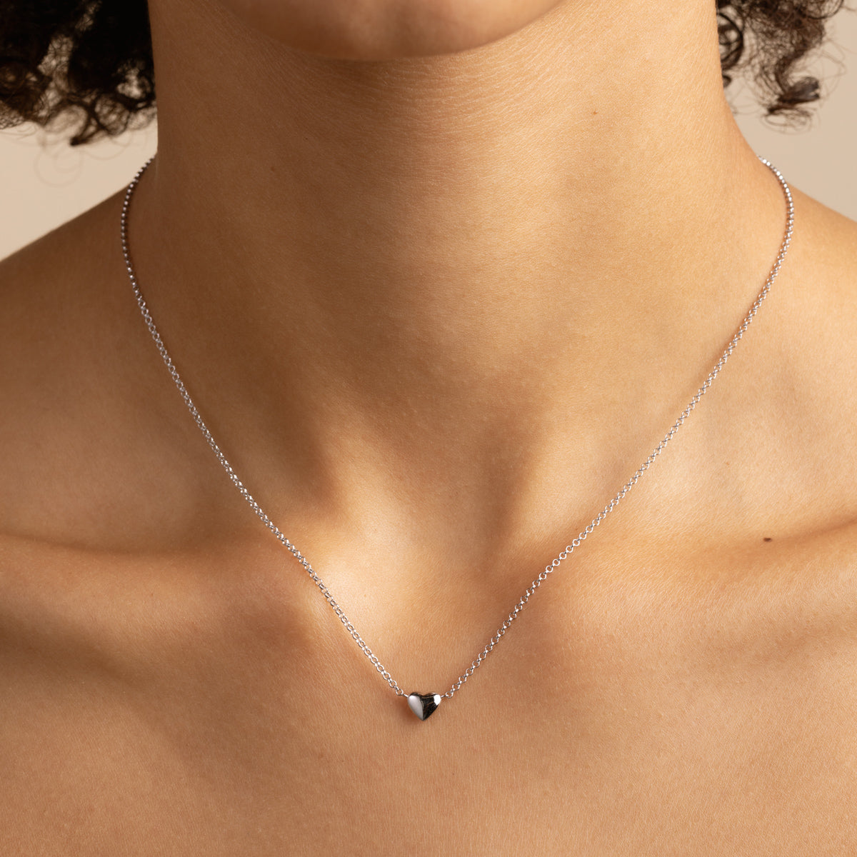 Charm Necklaces - Love Heart Charm Necklace in Silver - Charm Necklaces - Astrid & Miyu