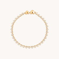 18k Gold Plated Jewellery - Heart Bezel Tennis Bracelet in Gold - Chain Bracelet - Astrid & Miyu