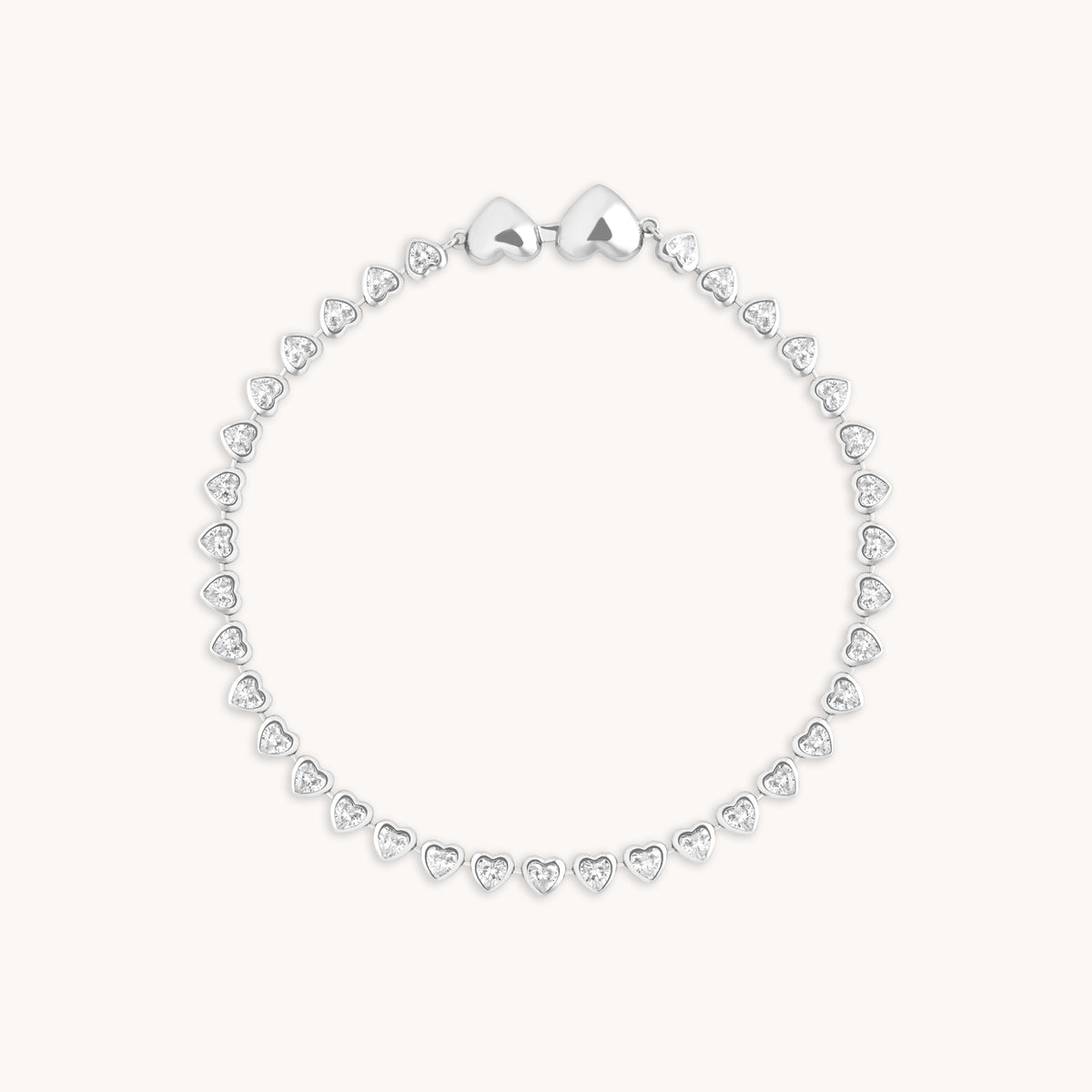 Bracelets - Heart Bezel Tennis Bracelet in Silver - Chain Bracelet - Astrid & Miyu
