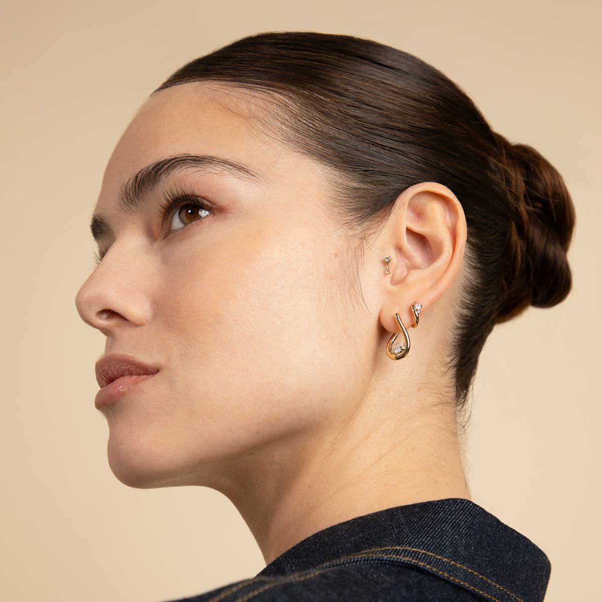 18k Gold Plated Jewellery - Hidden Heart Molten Huggies in Gold - Huggies - Astrid & Miyu