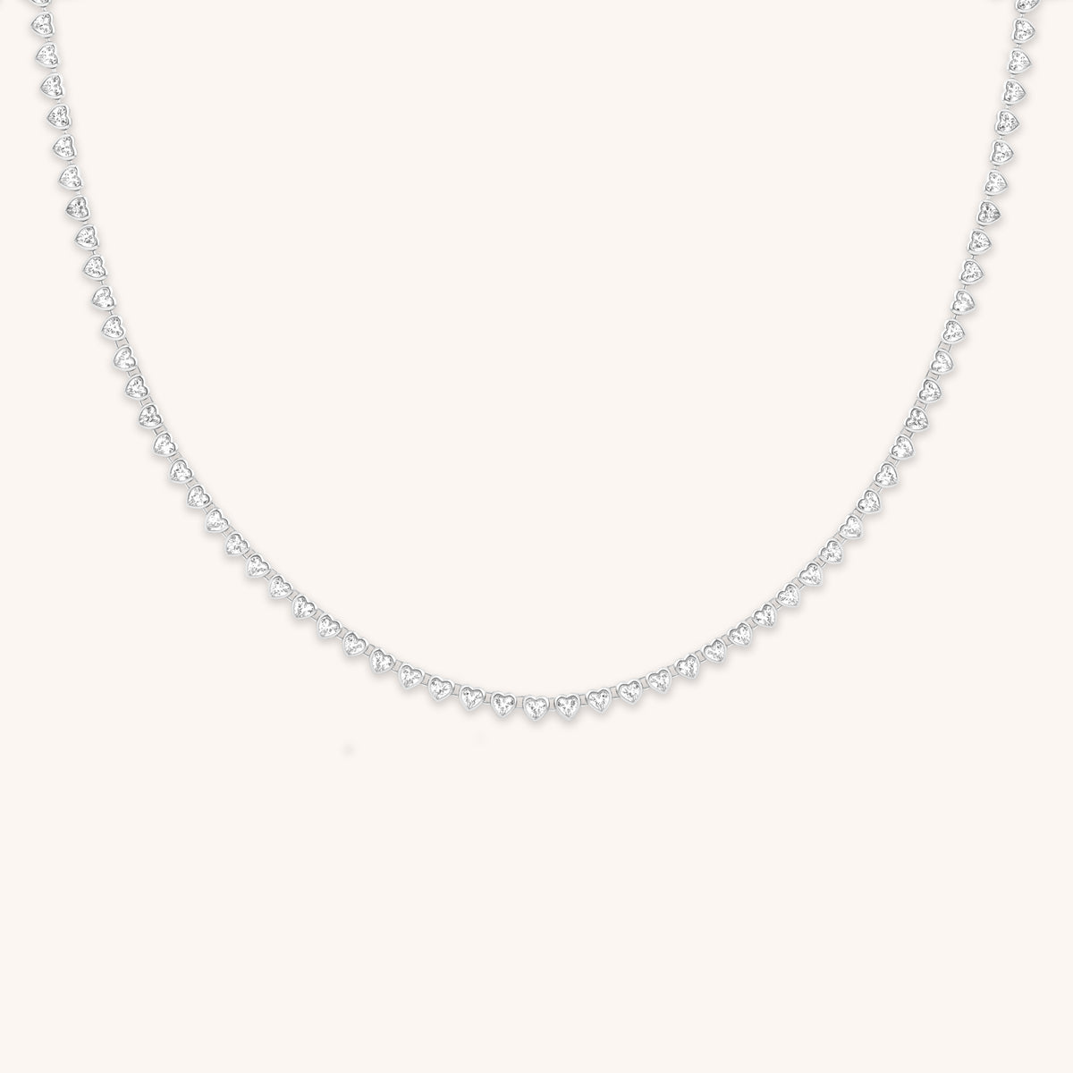 Destiny Collection - Heart Bezel Tennis Necklace in Silver - Necklaces - Astrid & Miyu