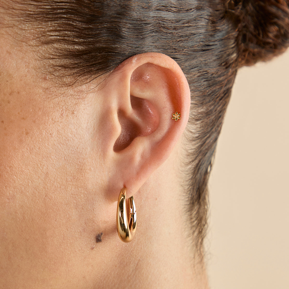 Flower Titanium Piercing Stud in Gold-Astrid & Miyu