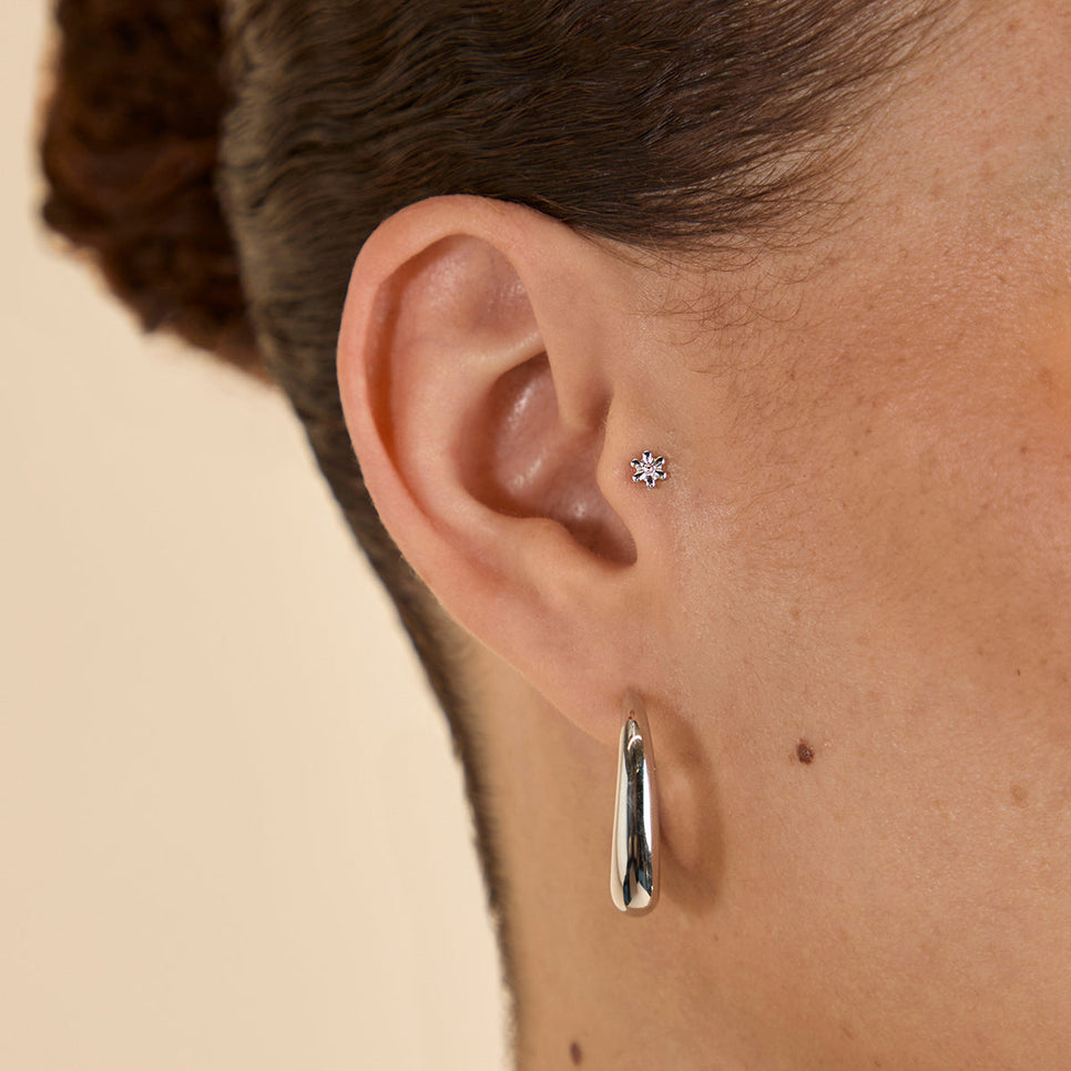 Flower Titanium Piercing Stud in Platinum-Astrid & Miyu