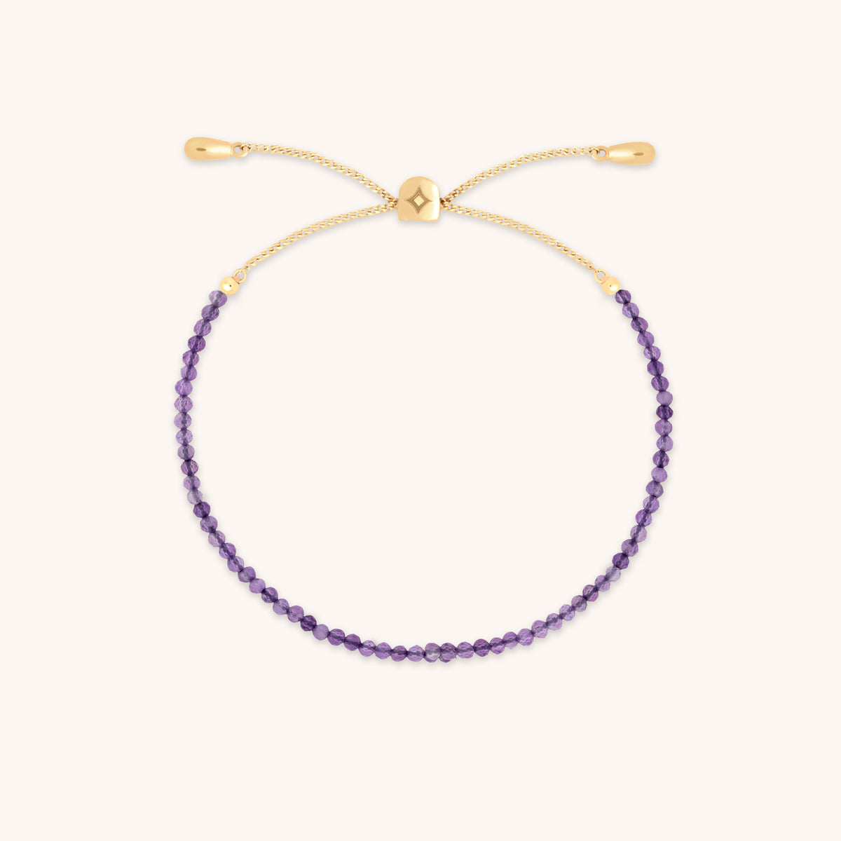 Amethyst February Beaded Bracelet in Solid Gold-Astrid & Miyu
