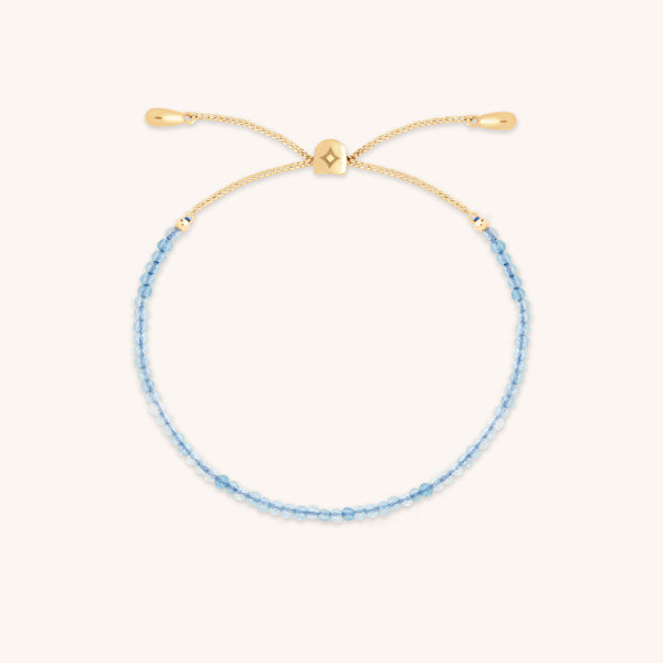 Aquamarine March Beaded Bracelet in Solid Gold-Astrid & Miyu