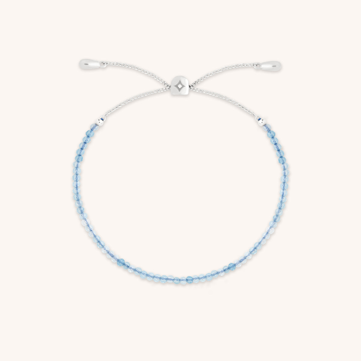 Aquamarine March Beaded Bracelet in Solid White Gold-Astrid & Miyu