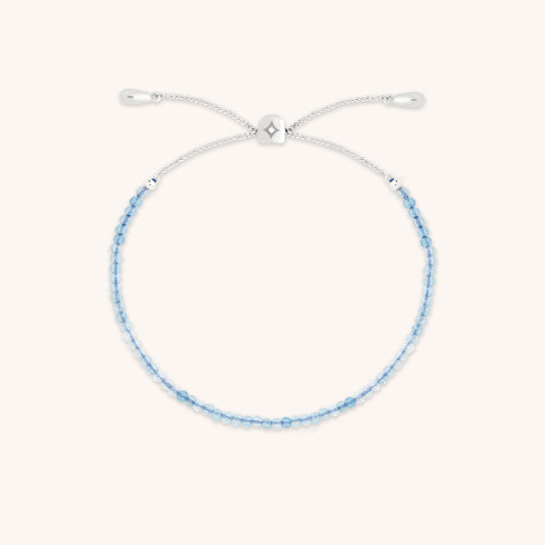 Aquamarine March Beaded Bracelet in Solid White Gold-Astrid & Miyu