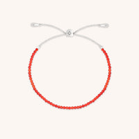 Carnelian July Beaded Bracelet in Solid White Gold-Astrid & Miyu