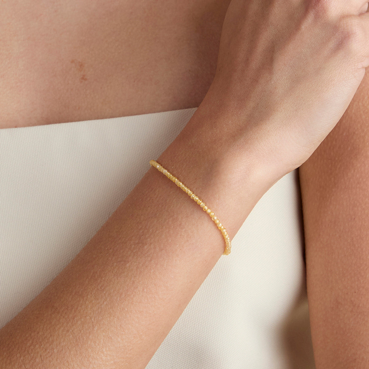 Citrine November Beaded Bracelet in Solid Gold-Astrid & Miyu