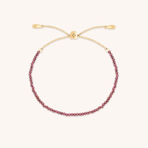 Garnet January Beaded Bracelet in Solid Gold-Astrid & Miyu