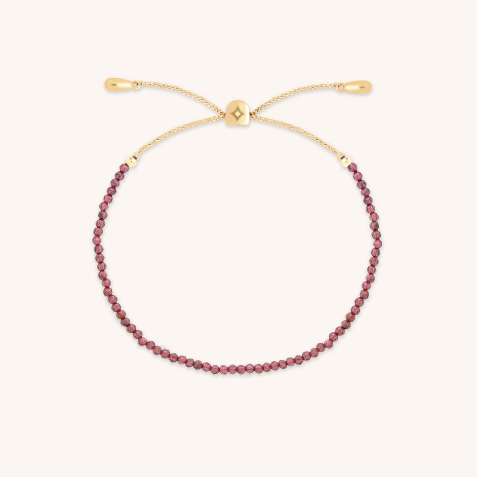 Garnet January Beaded Bracelet in Solid Gold-Astrid & Miyu