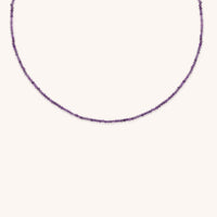 Amethyst February Beaded Necklace in Solid Gold-Astrid & Miyu