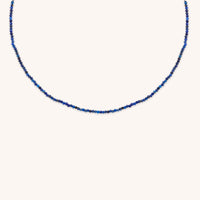 Lazurite September Beaded Necklace in Solid Gold-Astrid & Miyu