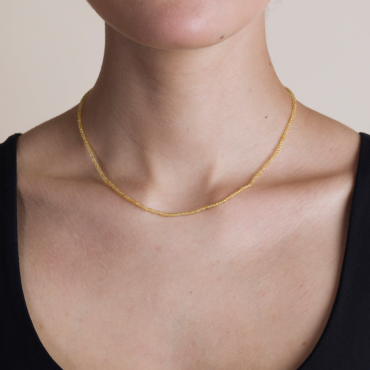 Citrine November Beaded Necklace in Solid Gold-Astrid & Miyu