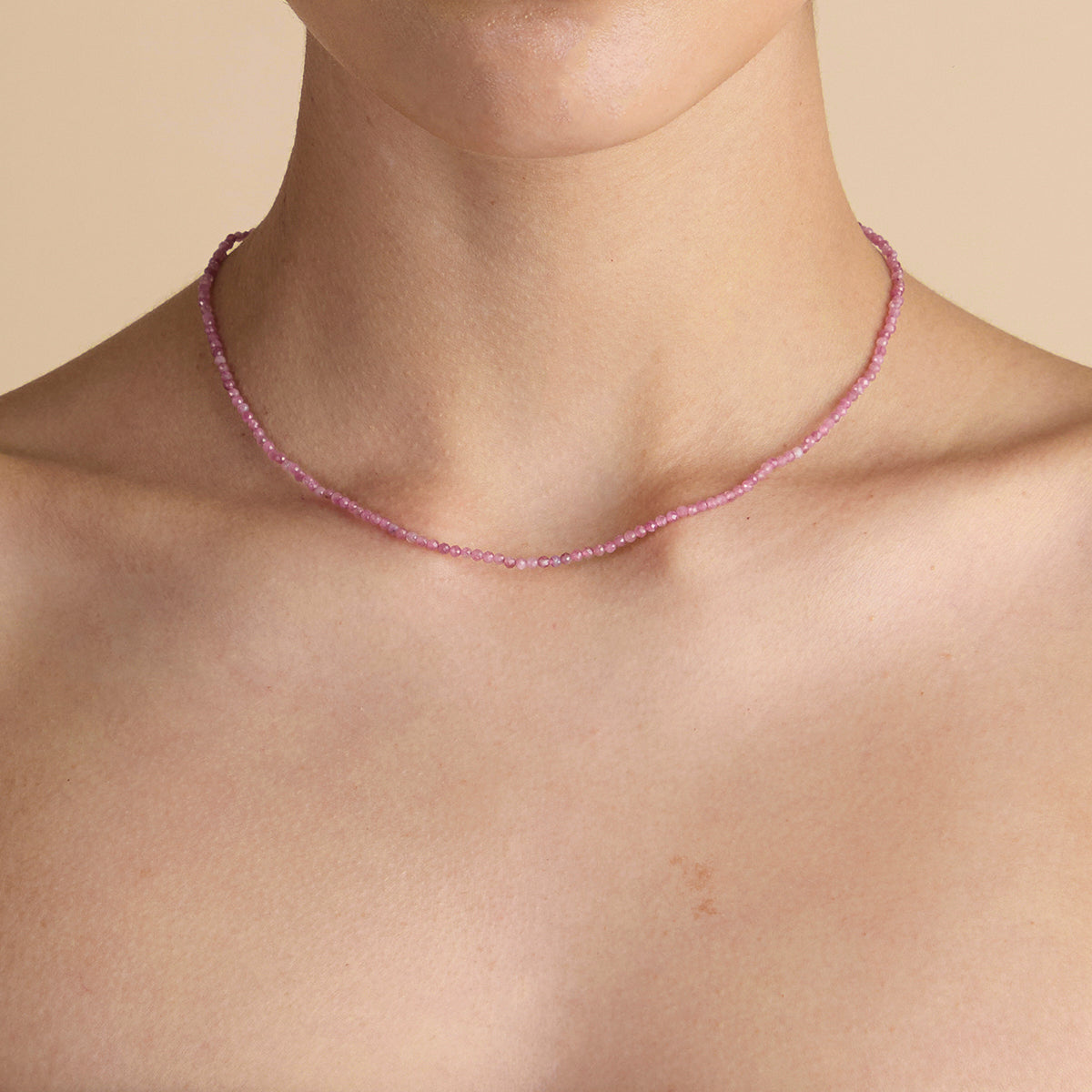Tourmaline October Beaded Necklace in Solid Gold-Astrid & Miyu