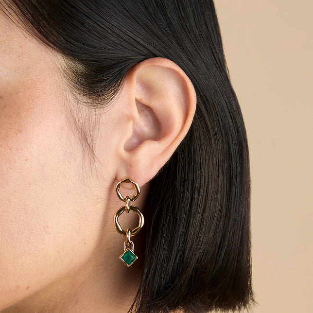 Green Agate May Clip Charm in Gold-Astrid & Miyu
