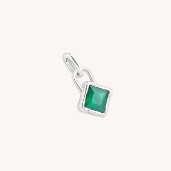 Green Agate May Clip Charm in Silver-Astrid & Miyu
