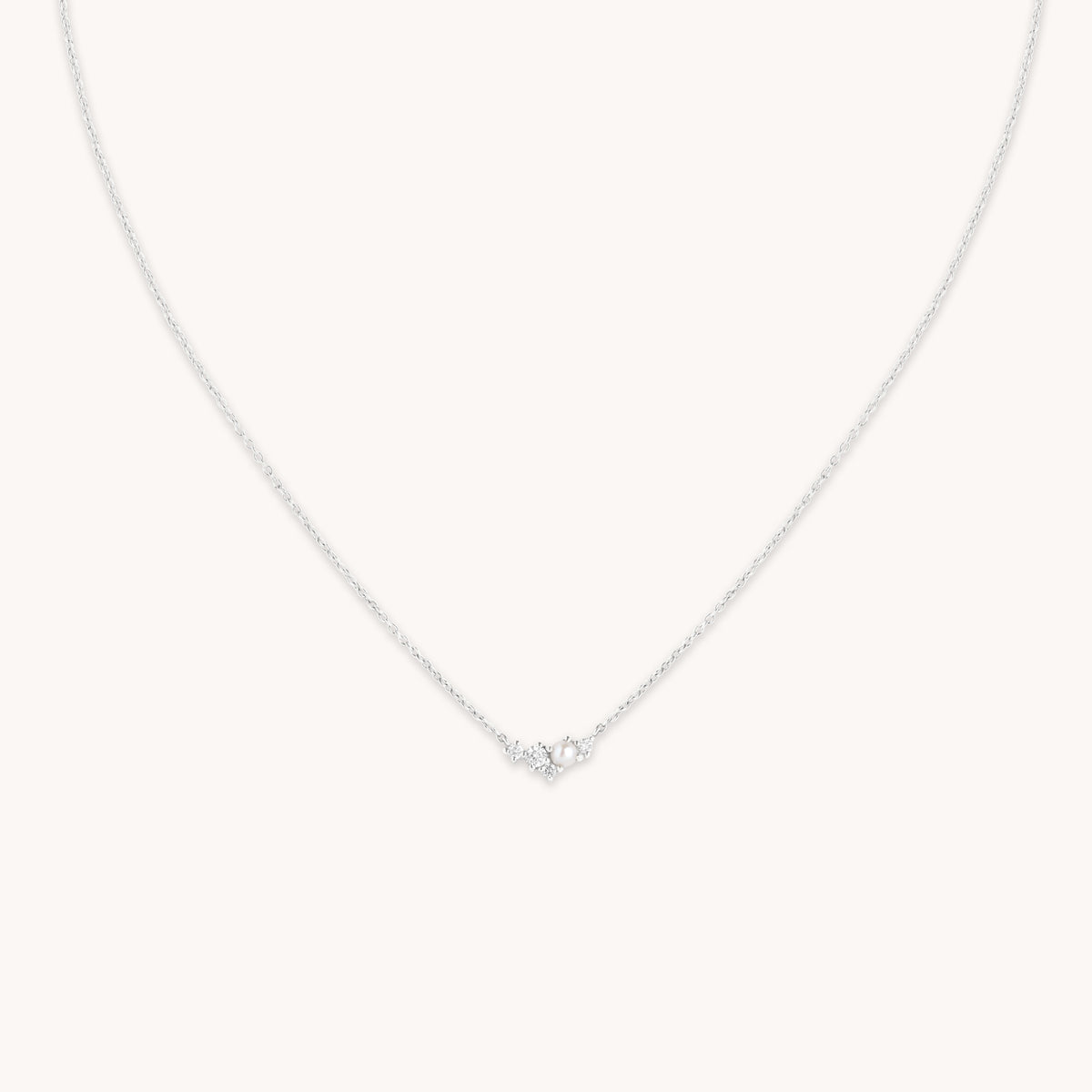 Lab Diamond & Pearl Cluster Necklace-Astrid & Miyu