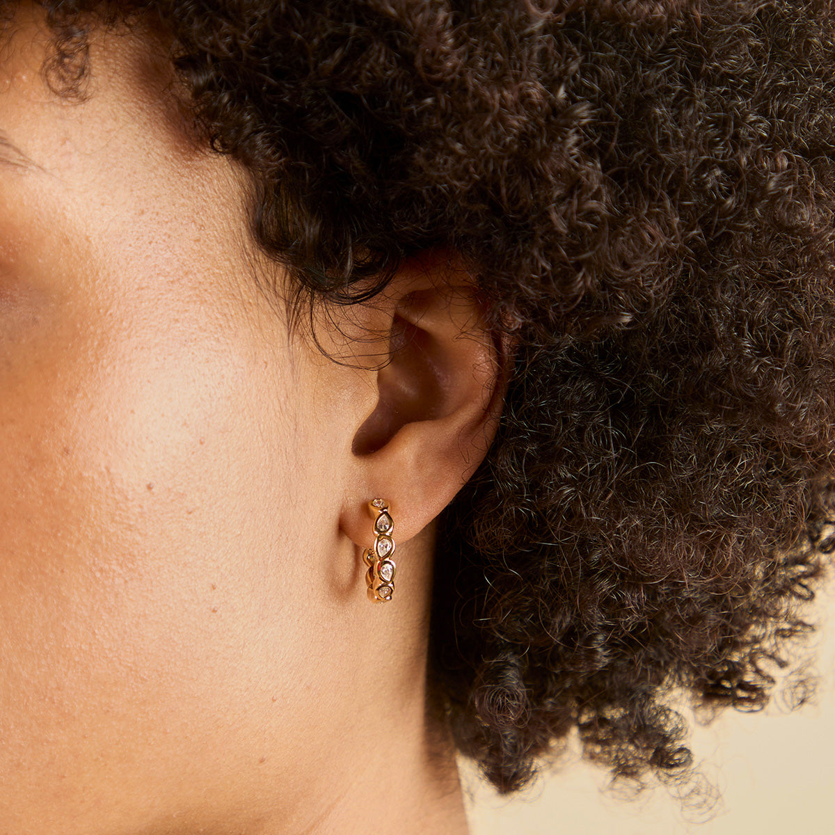 Pear Bezel Hoops-Astrid & Miyu