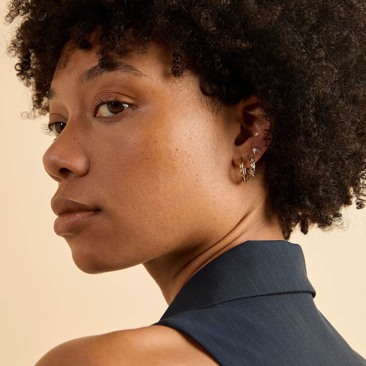 Pear Bezel Hoops-Astrid & Miyu