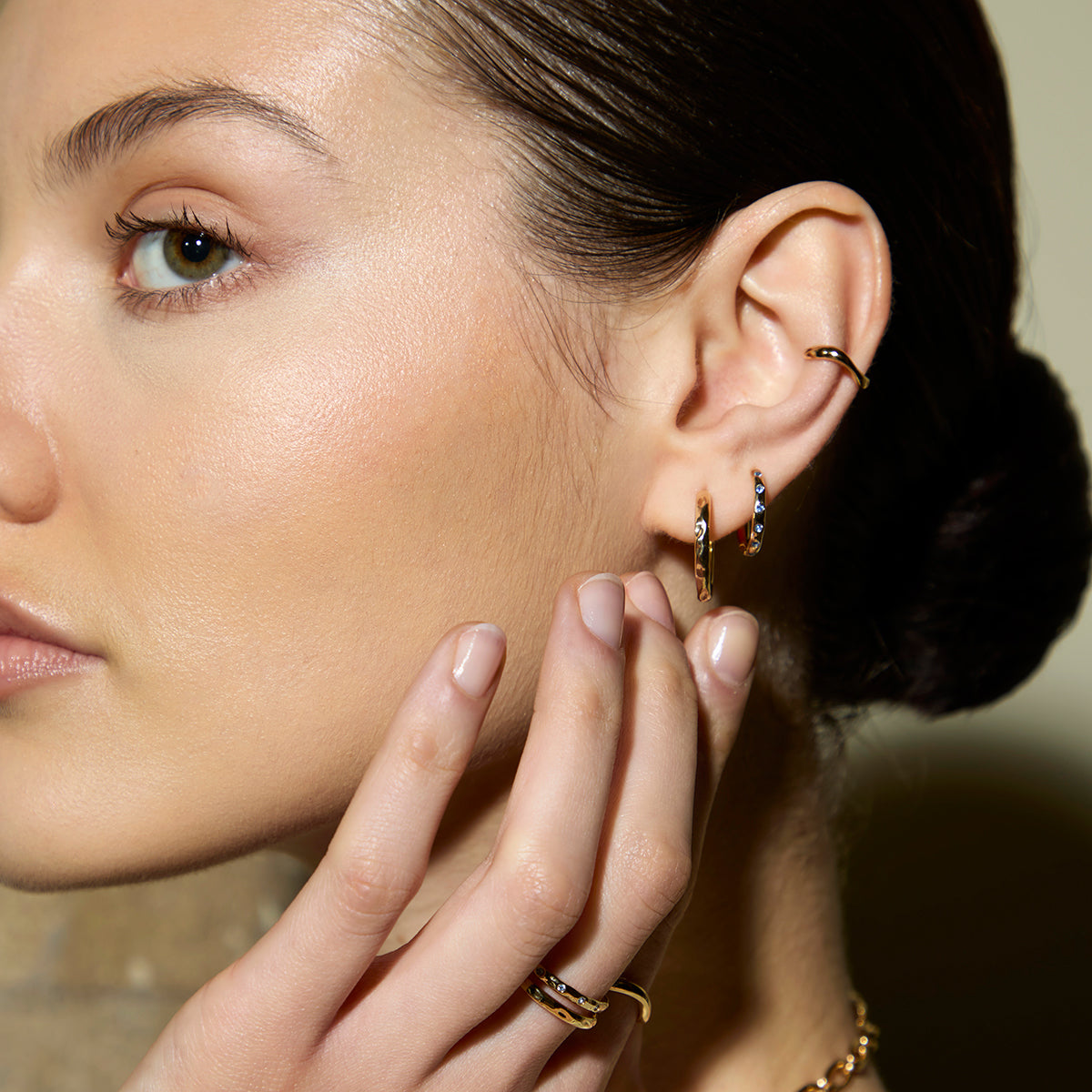 Molten Textured Hoops in Gold-Astrid & Miyu