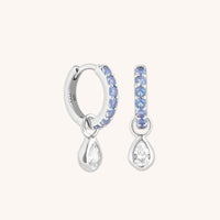 Blue Pear Charm Huggies in Silver-Astrid & Miyu