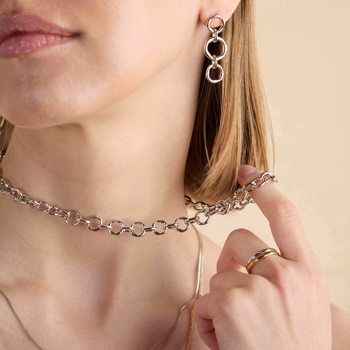 Molten Link Chain Necklace in Silver-Astrid & Miyu