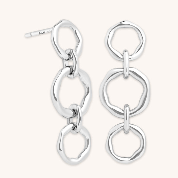 Molten Link Drop Studs in Silver-Astrid & Miyu