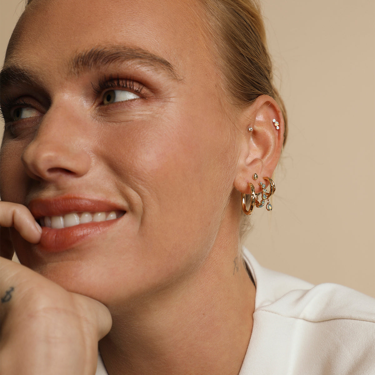 Molten Piercing Stud in Solid Gold-Astrid & Miyu
