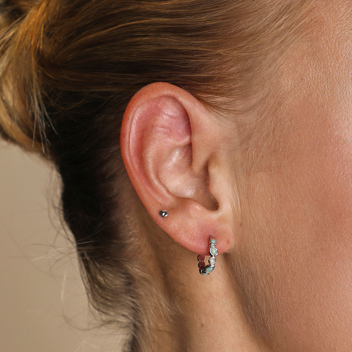 Molten Piercing Stud in Solid White Gold-Astrid & Miyu