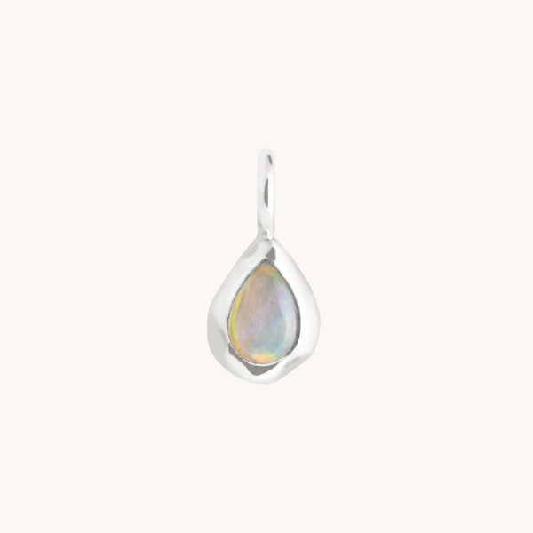 Molten Opal Pear Charm 9k White Gold-Astrid & Miyu