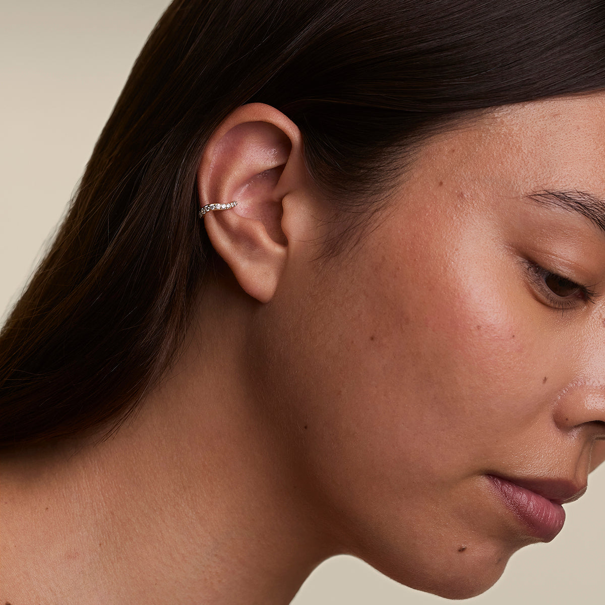 Wave Crystal Ear Cuff in Gold-Astrid & Miyu