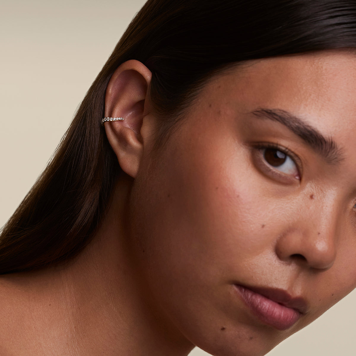 Wave Crystal Ear Cuff in Gold-Astrid & Miyu