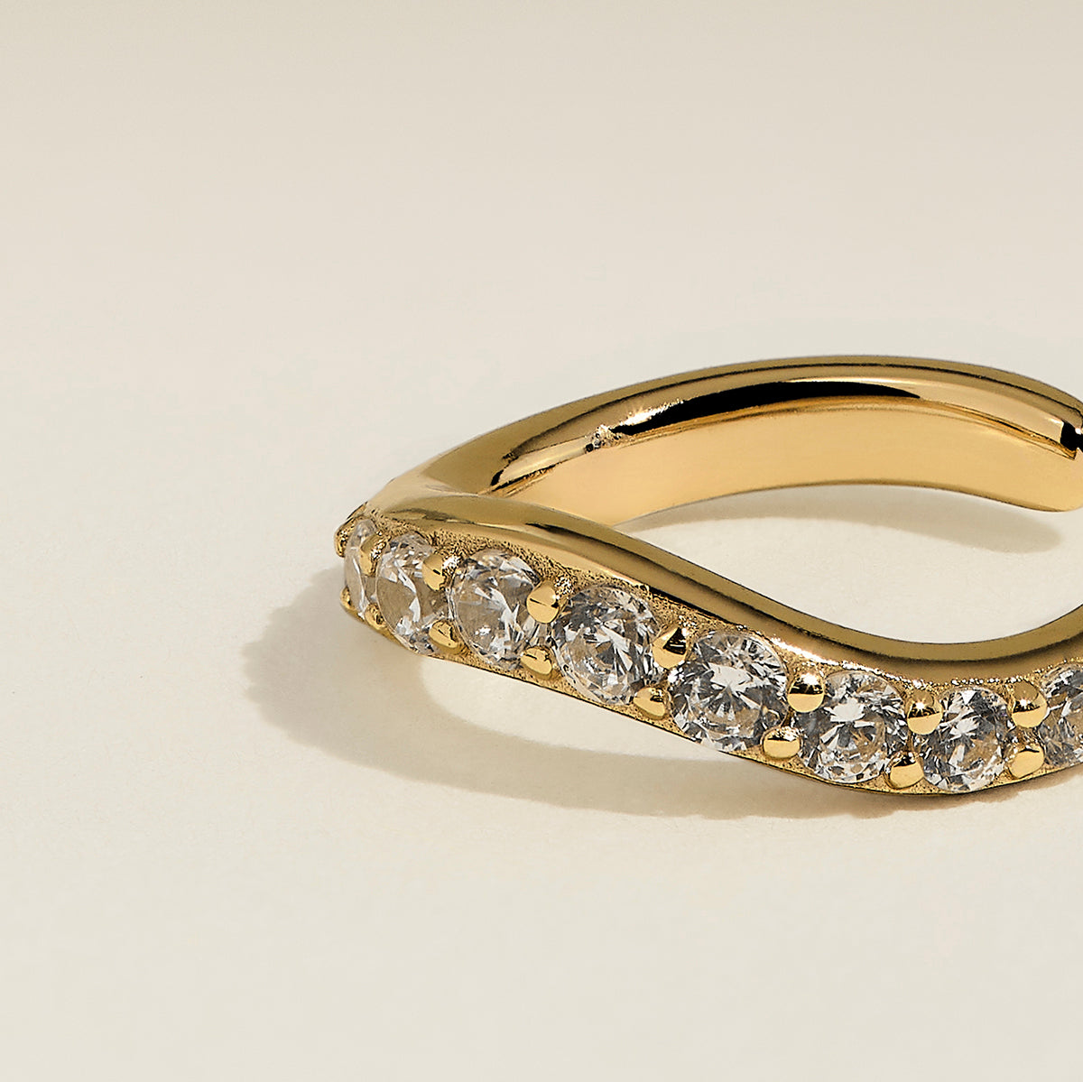 Wave Crystal Ear Cuff in Gold-Astrid & Miyu