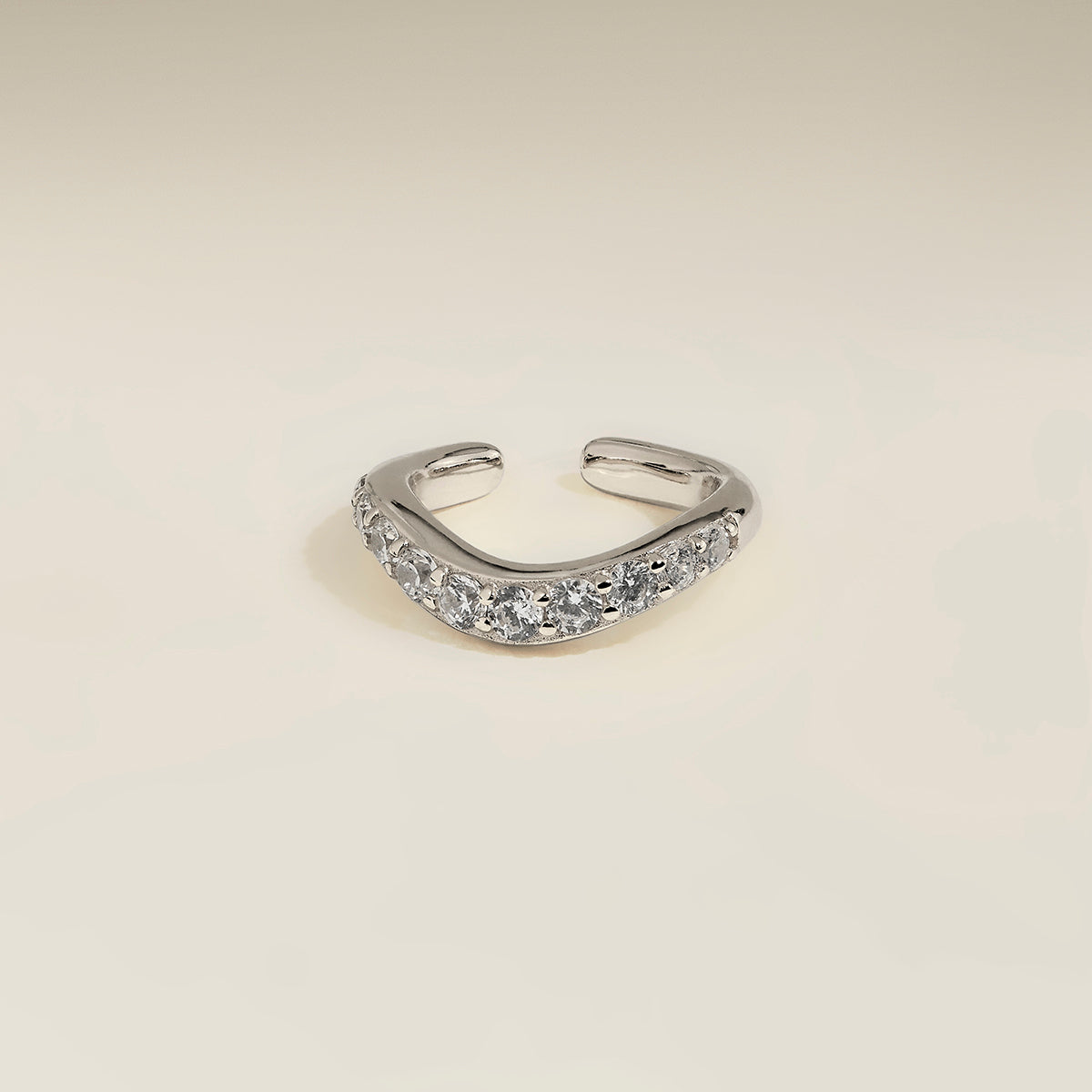 Wave Crystal Ear Cuff in Silver-Astrid & Miyu