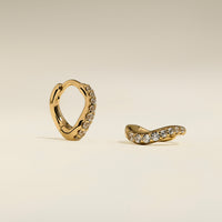 Wave Crystal Huggies in Gold-Astrid & Miyu