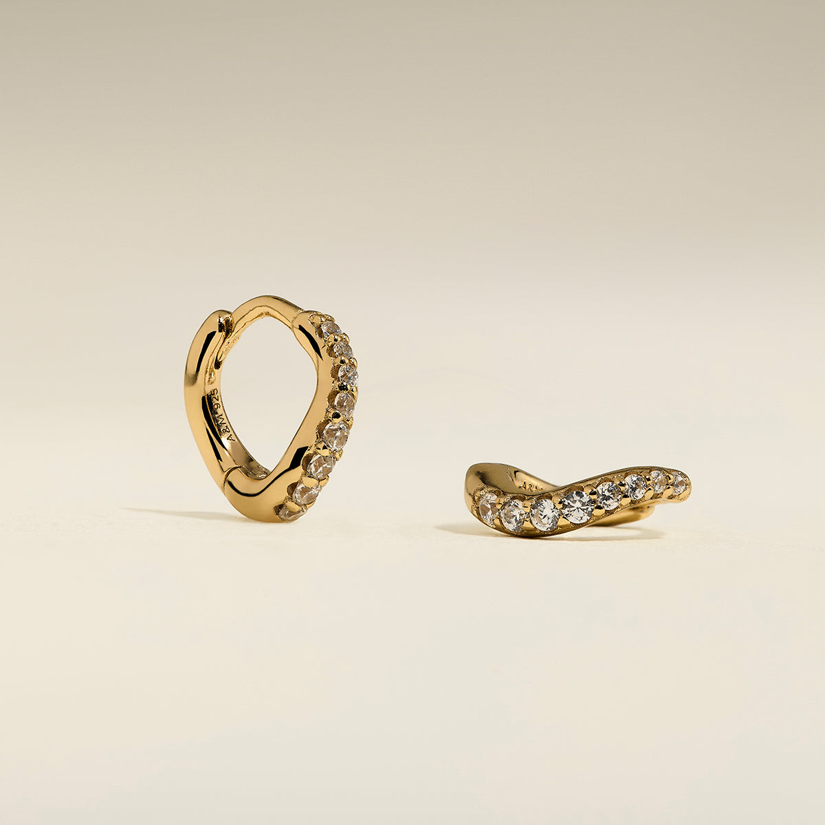 Wave Crystal Huggies in Gold-Astrid & Miyu