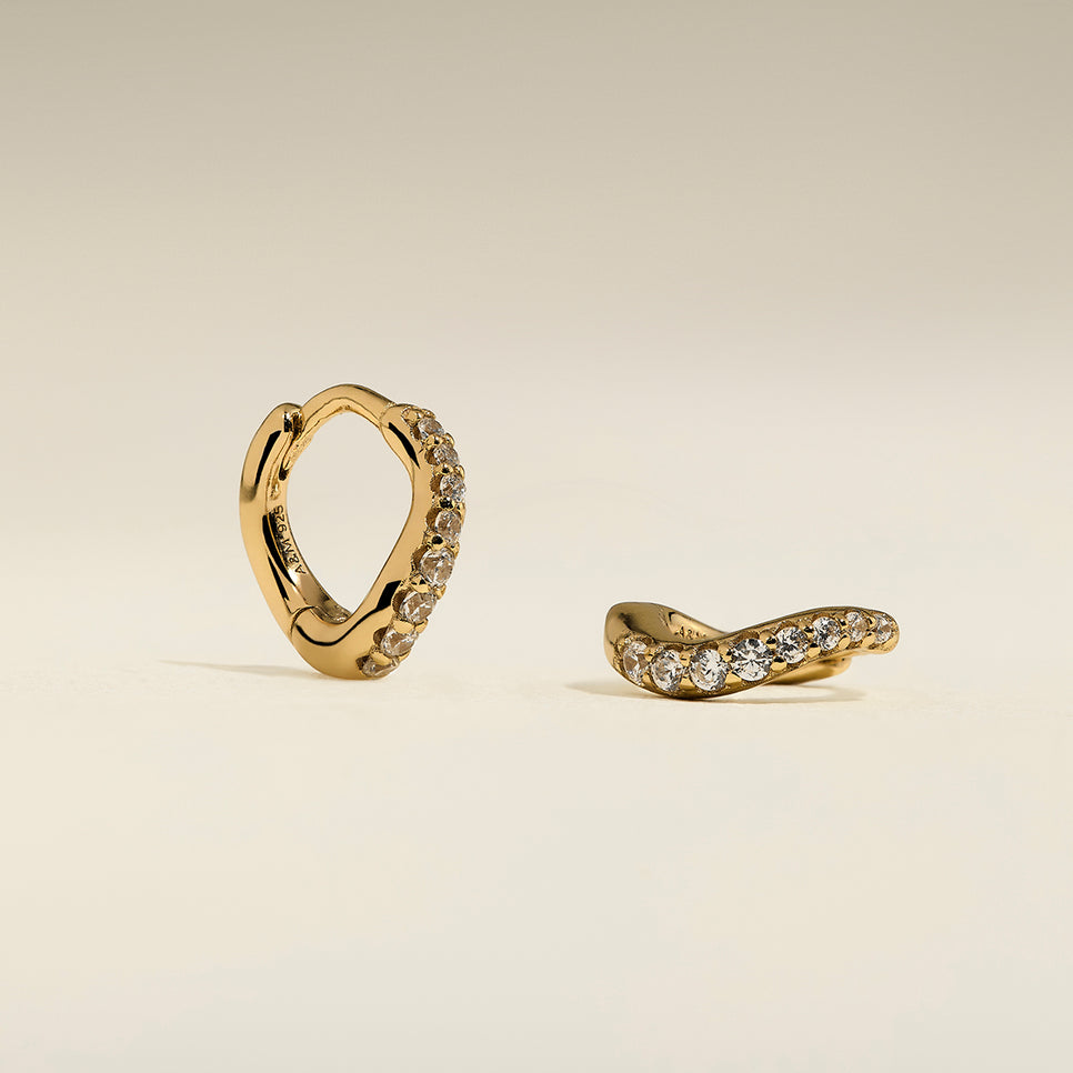 Wave Crystal Huggies in Gold-Astrid & Miyu