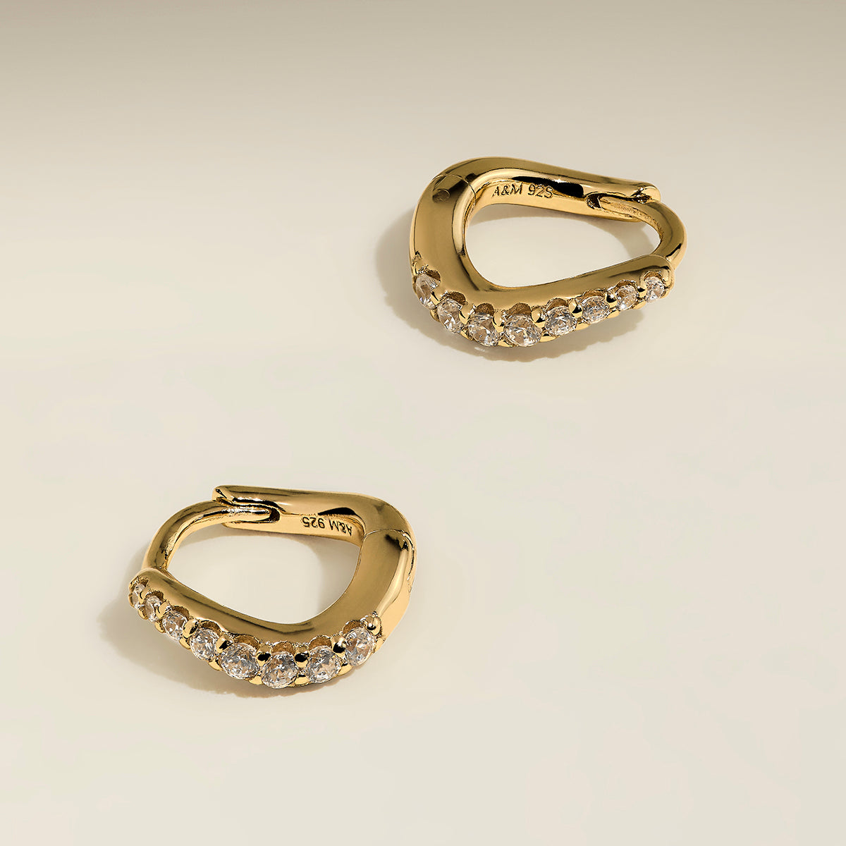 Wave Crystal Huggies in Gold-Astrid & Miyu