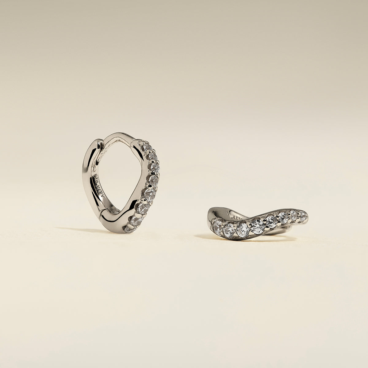 Wave Crystal Huggies in Silver-Astrid & Miyu
